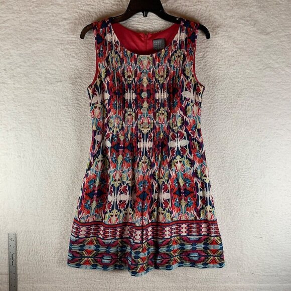 Rabbit Rabbit Rabbit Womens Sleeveless Geometric Print A-Line Dress Multi Size 6 - Picture 1 of 8